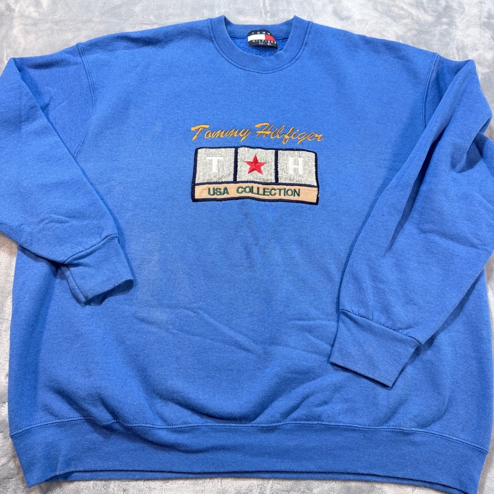 Tommy Hilfiger USA Collection Embroidered Crewneck Sweatshirt XL Vintage‎ Y2k